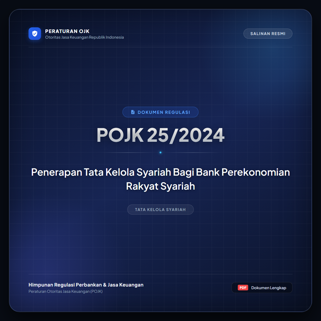 POJK 25-2024 - Penerapan Tata Kelola Syariah Bagi Bank Perekonomian Rakyat Syariah